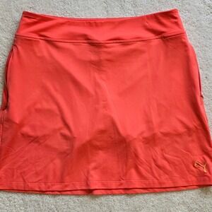 Puma Womens Golf Skort Sz Large Dry Cell Orange Activewear Tennis Athleisure